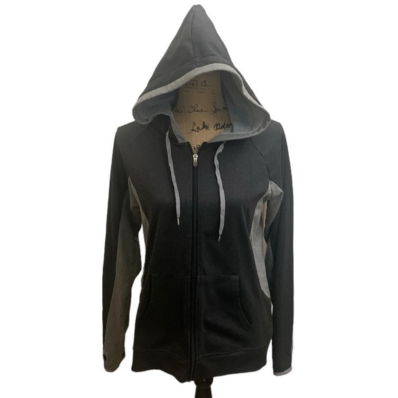 Fila Full Zip Black and Gray Sweat Jacket Hoodie Size M - Picture 2 of 8